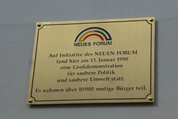 Gedenktafel für eine Pro-Umwelt-Demonstration in Merseburg im Jahr 1990